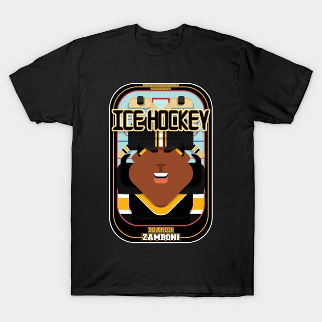 Ice Hockey Black and Yellow - Boardie Zamboni - Aretha version. T-Shirt by Boxedspapercrafts